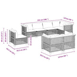 vidaXL 8-delige Loungeset met kussens poly rattan zwart