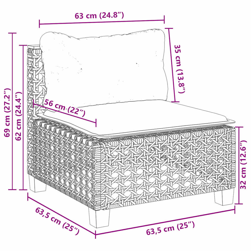 vidaXL 8-delige Loungeset met kussens poly rattan zwart