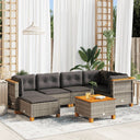 vidaXL 7-delige Loungeset met kussens poly rattan zwart