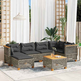 vidaXL 7-delige Loungeset met kussens poly rattan zwart
