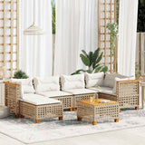 vidaXL 7-delige Loungeset met kussens poly rattan zwart