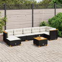 vidaXL 8-Piece Poly Rattan Lounge Set with Cushions Black
