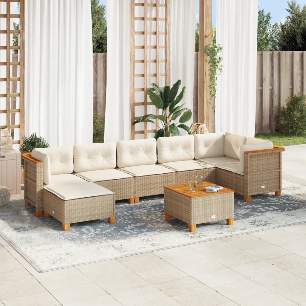 vidaXL 8-Piece Poly Rattan Lounge Set with Cushions Black