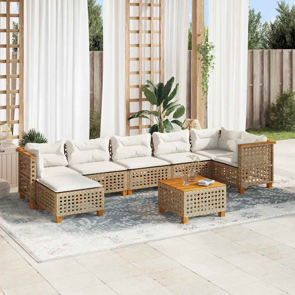 vidaXL 8-Piece Poly Rattan Lounge Set with Cushions Black