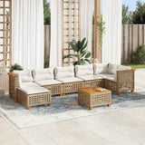 vidaXL 8-Piece Poly Rattan Lounge Set with Cushions Black
