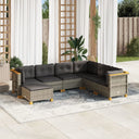 vidaXL 7-delige Loungeset met kussens poly rattan zwart