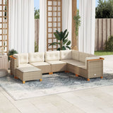 vidaXL 7-delige Loungeset met kussens poly rattan zwart