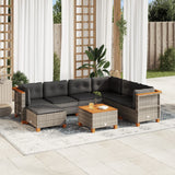 vidaXL 7-delige Loungeset met kussens poly rattan zwart