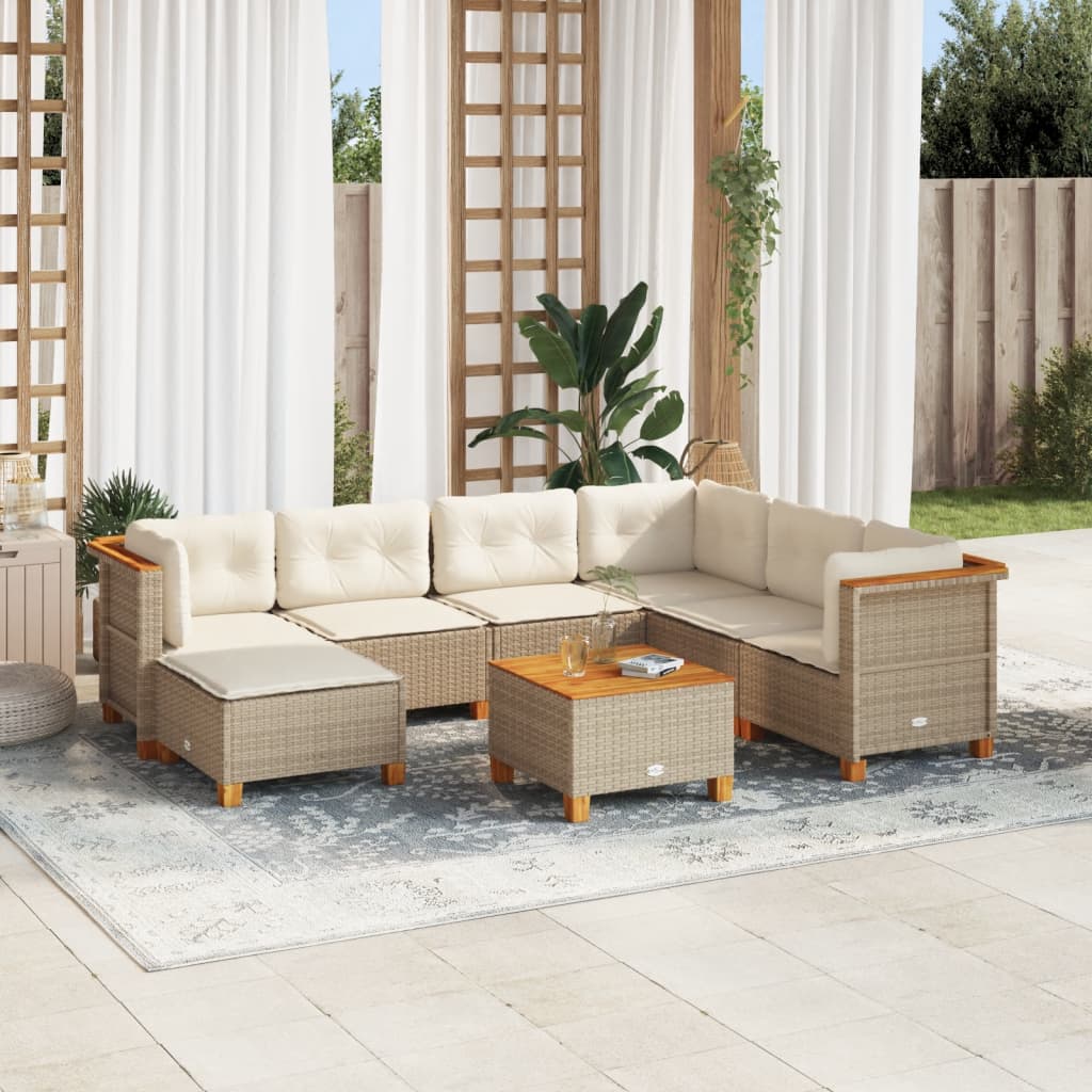 vidaXL 7-delige Loungeset met kussens poly rattan zwart