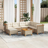 vidaXL 7-delige Loungeset met kussens poly rattan zwart
