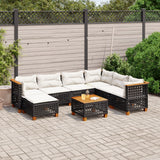 vidaXL 7-delige Loungeset met kussens poly rattan zwart