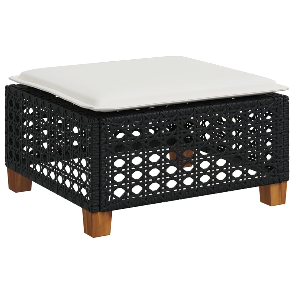 vidaXL 7-delige Loungeset met kussens poly rattan zwart