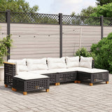 vidaXL 6-Piece Lounge Set with Cushions Poly Rattan Black
