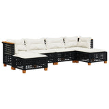 vidaXL 6-Piece Lounge Set with Cushions Poly Rattan Black
