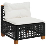 vidaXL 6-Piece Lounge Set with Cushions Poly Rattan Black