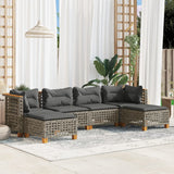 vidaXL 6-Piece Lounge Set with Cushions Poly Rattan Black