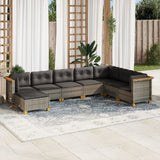 vidaXL 8-delige Loungeset met kussens poly rattan zwart