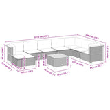 vidaXL 8-delige Loungeset met kussens poly rattan zwart