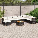 vidaXL 8-delige Loungeset met kussens poly rattan zwart