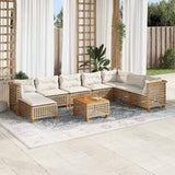 vidaXL 8-delige Loungeset met kussens poly rattan zwart