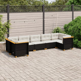 vidaXL 7-Piece Lounge Set with Cushions Poly Rattan Black