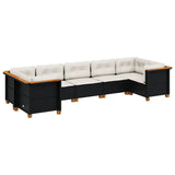 vidaXL 7-Piece Lounge Set with Cushions Poly Rattan Black