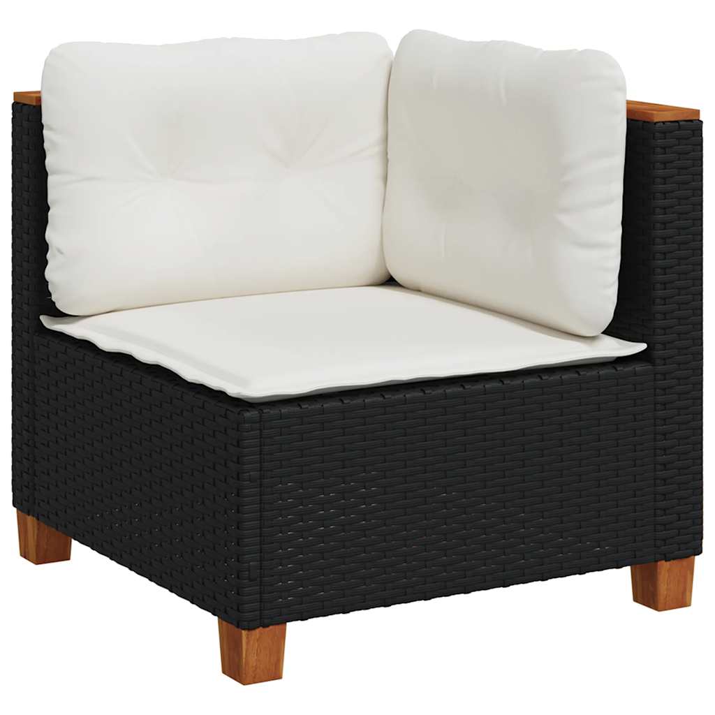 vidaXL 7-Piece Lounge Set with Cushions Poly Rattan Black