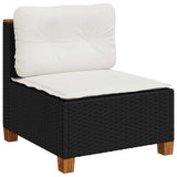 vidaXL 7-Piece Lounge Set with Cushions Poly Rattan Black