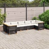 vidaXL 7-Piece Lounge Set with Cushions Poly Rattan Black
