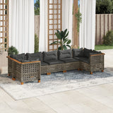 vidaXL 7-Piece Lounge Set with Cushions Poly Rattan Black