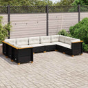 vidaXL 9-delige Loungeset met kussens poly rattan zwart