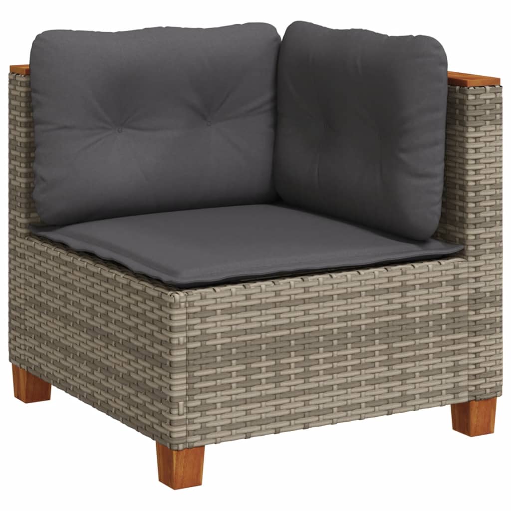 vidaXL 9-delige Loungeset met kussens poly rattan zwart