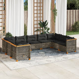 vidaXL 9-delige Loungeset met kussens poly rattan zwart