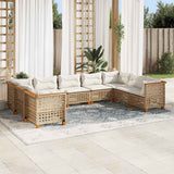 vidaXL 9-delige Loungeset met kussens poly rattan zwart