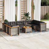 vidaXL 9-delige Loungeset met kussens poly rattan zwart