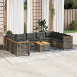 vidaXL 9-delige Loungeset met kussens poly rattan zwart