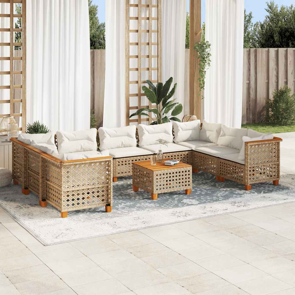 vidaXL 9-delige Loungeset met kussens poly rattan zwart