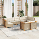 vidaXL 9-delige Loungeset met kussens poly rattan zwart