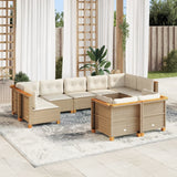 vidaXL 9-delige Loungeset met kussens poly rattan zwart