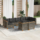 vidaXL 9-delige Loungeset met kussens poly rattan zwart