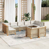 vidaXL 9-delige Loungeset met kussens poly rattan zwart