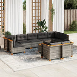 vidaXL 9-delige Loungeset met kussens poly rattan zwart