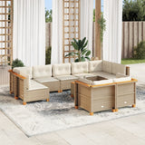 vidaXL 9-delige Loungeset met kussens poly rattan zwart