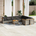 vidaXL 10-delige Loungeset met kussens poly rattan zwart
