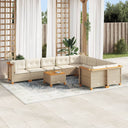 vidaXL 10-delige Loungeset met kussens poly rattan zwart