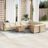 vidaXL 10-delige Loungeset met kussens poly rattan zwart
