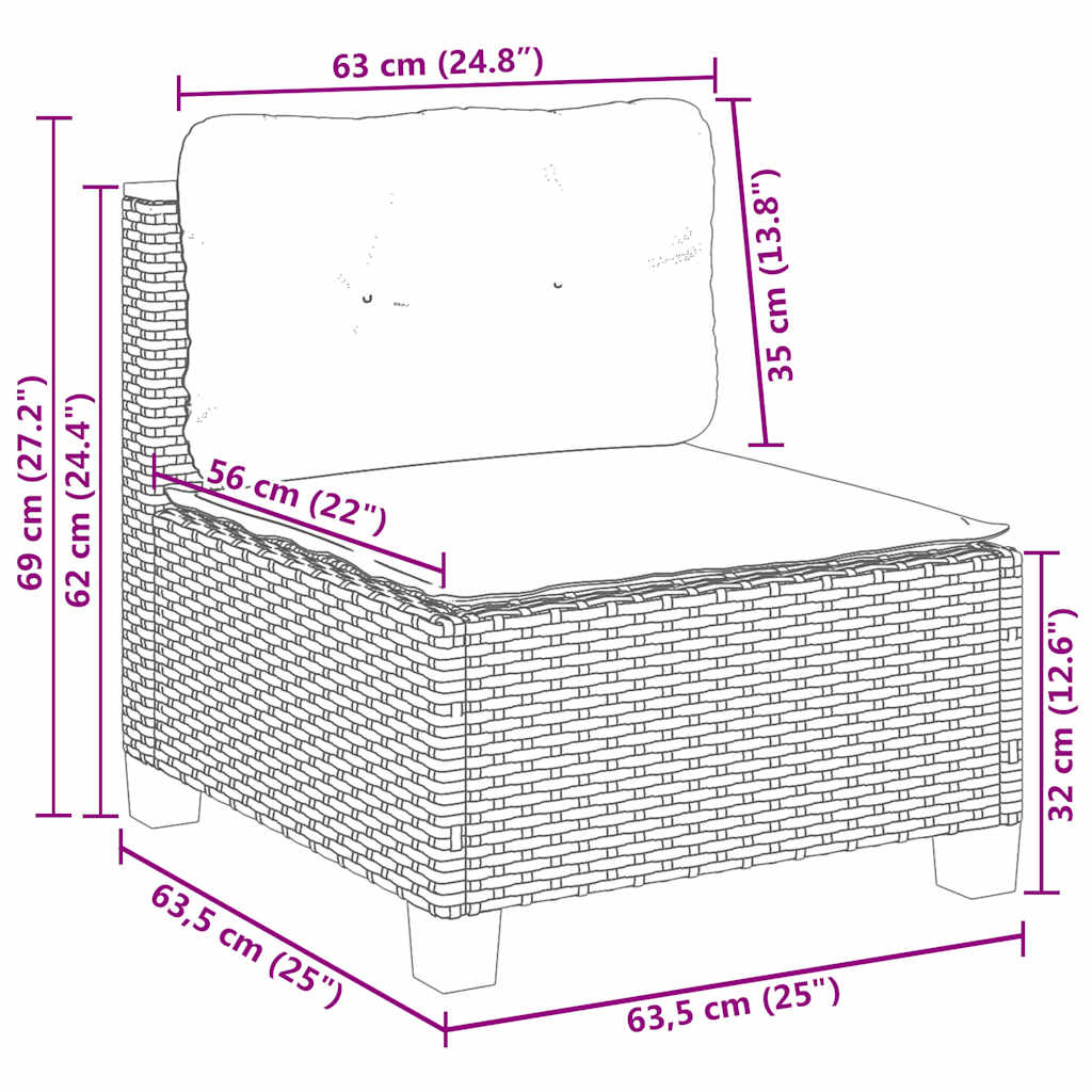 vidaXL 10-delige Loungeset met kussens poly rattan zwart
