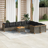vidaXL 10-delige Loungeset met kussens poly rattan zwart