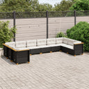 vidaXL 10-Piece Lounge Set with Cushions Poly Rattan Black