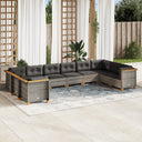 vidaXL 10-Piece Lounge Set with Cushions Poly Rattan Black